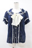 画像1: axes femme POETIQUE / ダブルカラーシフォンブラウス M ネイビー H-25-07-05-1058-AX-BL-NS-ZH (1)