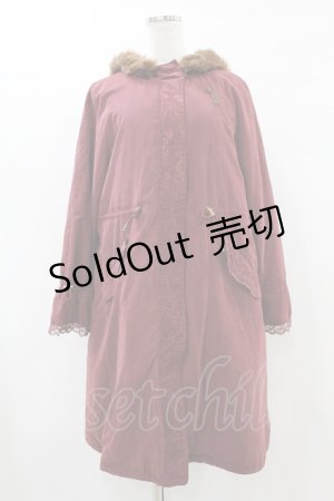 画像: axes femme / フロント刺繍モッズコート M ワイン H-25-07-05-1062-AX-CO-NS-ZH