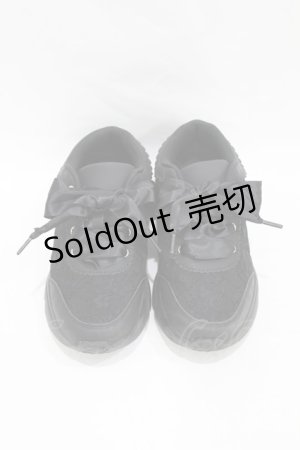 画像: m petit by misako / リボンレース スニーカー LL ブラック H-25-07-05-1002-LO-SH-NS-ZH