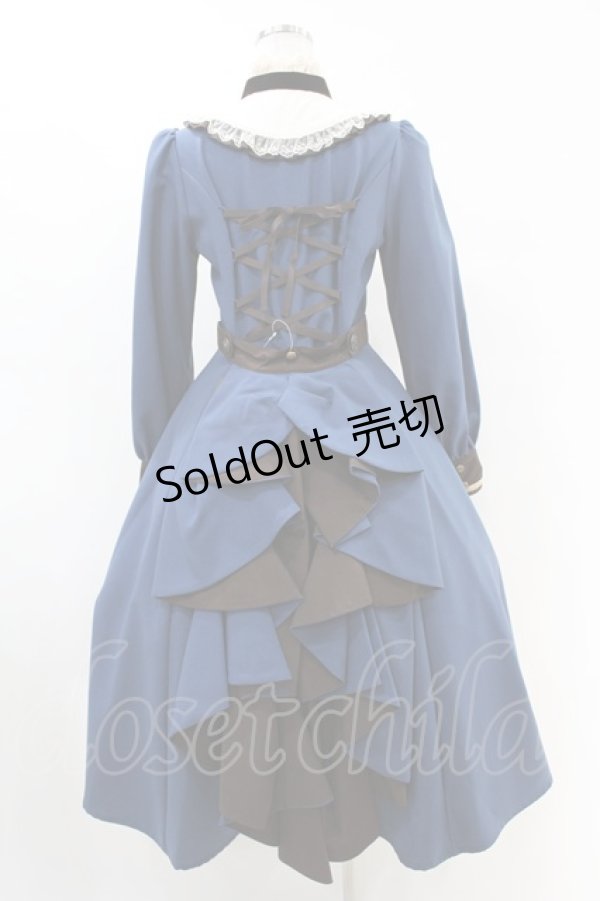 画像2: Innocent World / フルールバッスルドレス(長袖) M ブルー×ショコラ/Blue×Chocolat H-25-07-05-1026-IW-OP-NS-ZH (2)