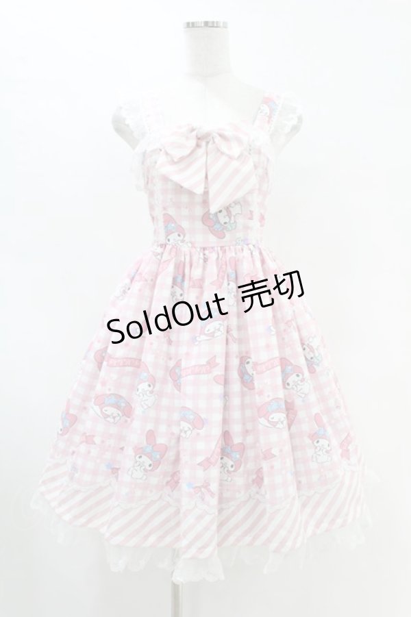 画像1: Advertising Balloon (Sanrio Collaboration) / マイメロディプリントピンクちょう結びチェック柄ジャンパースカート S ピンク H-25-07-05-1032-0-OP-NS-ZH (1)