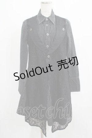 画像: ALGONQUINS / レイヤードストライプシャツワンピース F 黒 H-25-07-05-018-AL-OP-KB-ZH