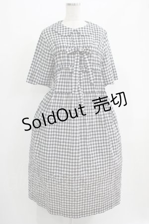 画像: Jane Marple / シャーリングギンガムリボントリムドレス  ブラック H-25-07-05-003-JM-OP-KB-ZH