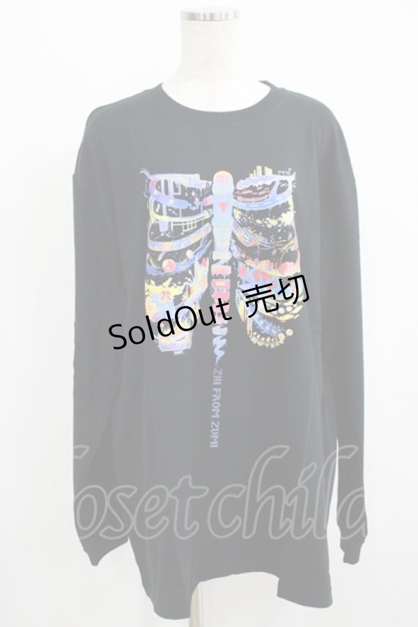 画像1: QOOZA / QOOZA×zumi Costal Long Sleeve Tee  黒 H-25-07-06-051-PU-TO-KB-ZS (1)