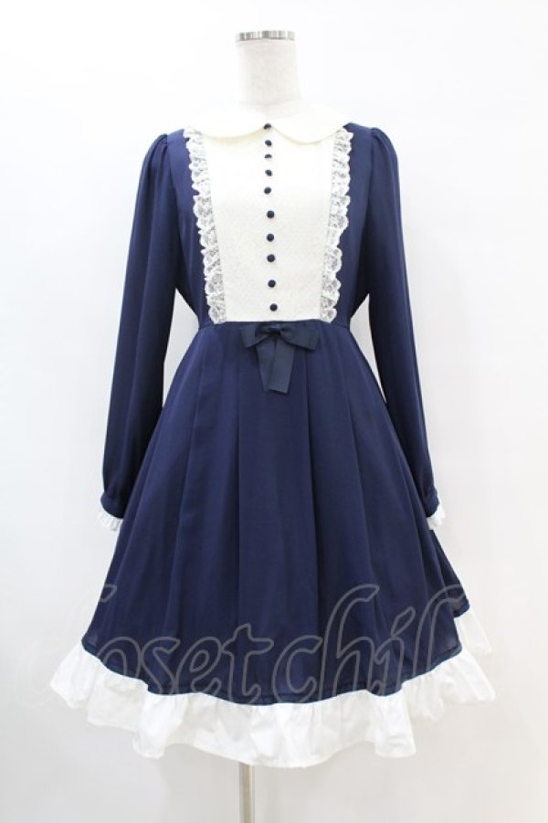 画像1: axes femme POETIQUE / ヨーク切替ワンピース M ネイビー H-25-07-06-1039-AX-OP-NS-ZH (1)