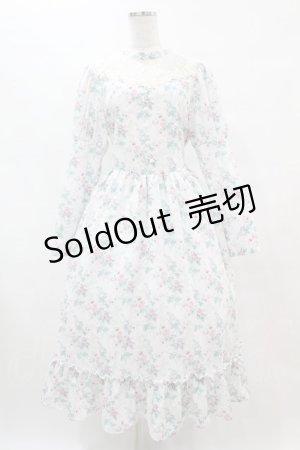 画像: Kurumi Collaboration / 花柄クラシカルワンピース L 白 H-25-07-06-1044-0-OP-NS-ZH