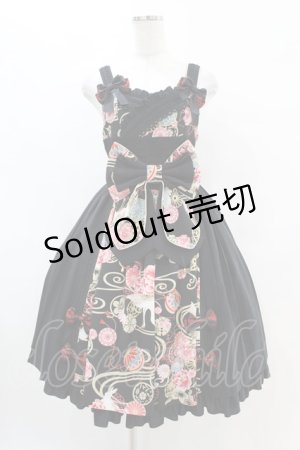 画像: metamorphose / 花鳥風月〜乙女のはなごろも〜 プリーツジャンパースカート(草柄リボン) Free 黒紅 H-25-07-06-1033-ME-OP-NS-ZH
