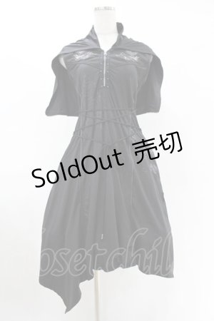 画像: Ozz Croce / リブ切替ノースリーブワンピース  黒 H-25-07-07-028-OO-OP-KB-ZH