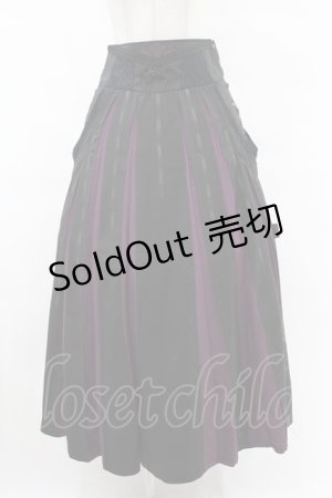 画像: Ozz oneste / ハイウエスト袴プリーツスカート  黒×紫 H-25-07-07-033-OO-SK-KB-ZH