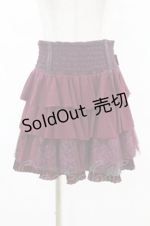 画像: Ozz Croce / 異素材フリルスカート  ワイン H-25-07-07-035-OO-SK-KB-ZH