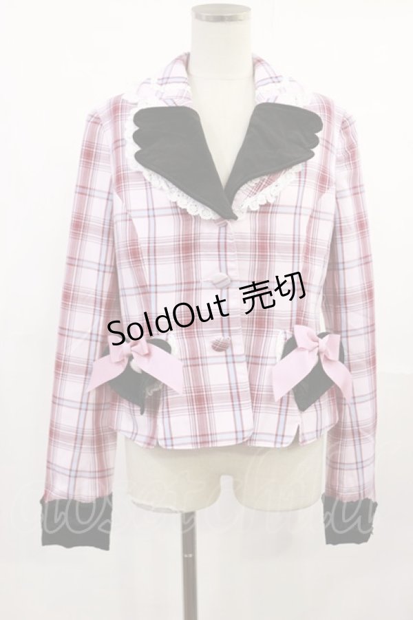 画像1: BABY,THE STARS SHINE BRIGHT / Sweet Wingタータンチェックジャケット Free ピンク H-25-07-07-1032-BA-JA-NS-ZH (1)