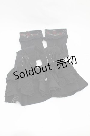 画像: Ozz oneste / 薔薇刺繍編上げレースアームカバー  黒 H-25-07-07-002-OO-ZA-KB-ZH