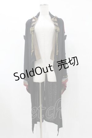 画像: Ozz oneste / チャイナメッシュロングカーデ  黒×金 H-25-07-07-014-OO-TO-KB-ZH