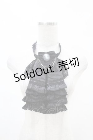 画像: Ozz oneste / カメオブローチ付ジャボ  黒 H-25-07-07-004-OO-ZA-KB-ZH