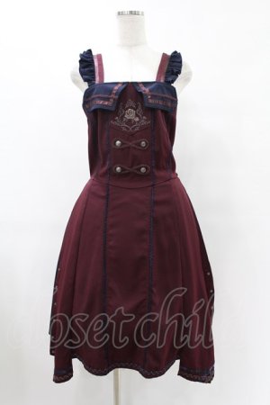 画像: Ozz oneste / 薔薇刺繍サイドプリーツジャンパースカート  ボルドー×ネイビー H-25-07-07-020-OO-OP-KB-ZH