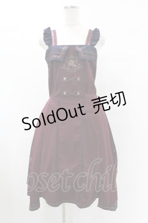 画像: Ozz oneste / 薔薇刺繍サイドプリーツジャンパースカート  ボルドー×ネイビー H-25-07-07-020-OO-OP-KB-ZH