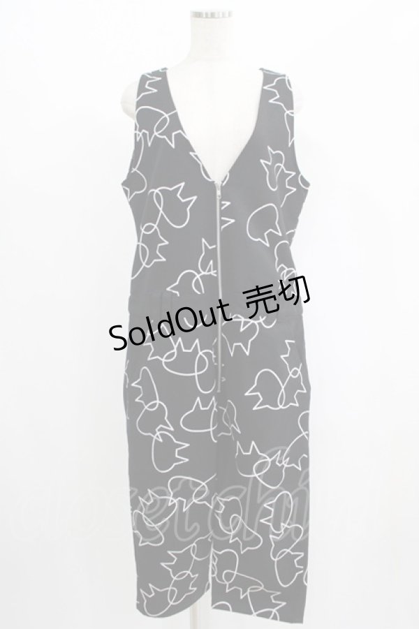 画像1: MINT NeKO / バブルネコサロペットパンツ  黒 H-25-07-08-1045-HN-PA-KB-ZH (1)