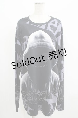 画像: NieR Clothing / プリントロングトップス  黒 H-25-07-08-1046-PU-TO-KB-ZH