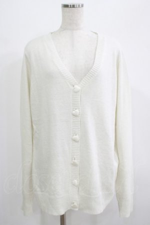 画像: Candy Stripper / HEART BUTTON CARDIGAN  ホワイト H-25-07-08-1054-PU-TO-KB-ZH