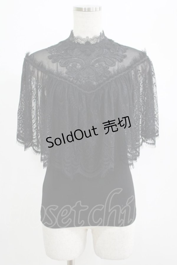 画像1: PUNK RAVE / Gothic Lace Shrug Shawl T-shirts F 黒 H-25-07-08-1060-PU-TO-KB-ZH (1)