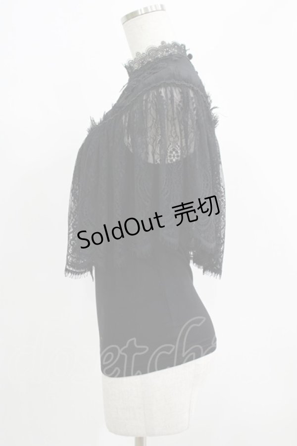 画像2: PUNK RAVE / Gothic Lace Shrug Shawl T-shirts F 黒 H-25-07-08-1060-PU-TO-KB-ZH (2)