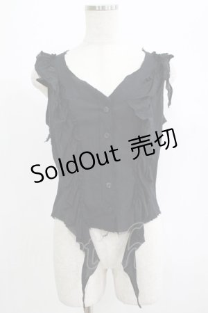 画像: BPN / 羽根風ダメージノースリーブブラウス  黒 H-25-07-08-1062-GO-BL-KB-ZH