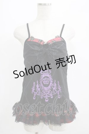 画像: Drug Honey / チェック切替プリントキャミ  黒×赤チェック H-25-07-08-1063-PU-TO-KB-ZH