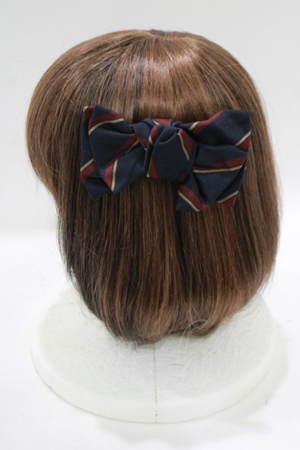 画像2: Jane Marple / レジメンタルリボンヘアコサージュ  ネイビー H-25-11-04-1024-JM-AC-KB-ZH (2)