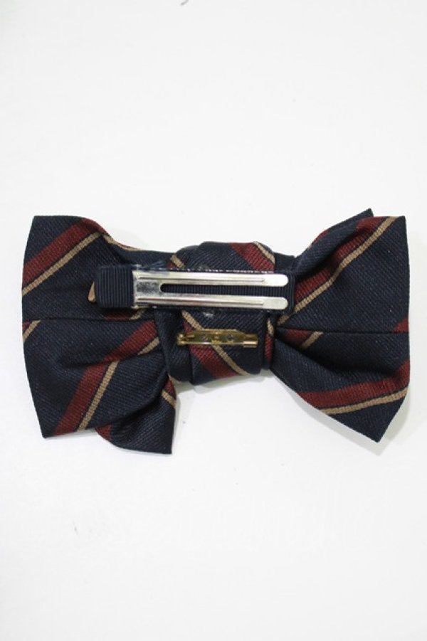 画像3: Jane Marple / レジメンタルリボンヘアコサージュ  ネイビー H-25-11-04-1024-JM-AC-KB-ZH (3)