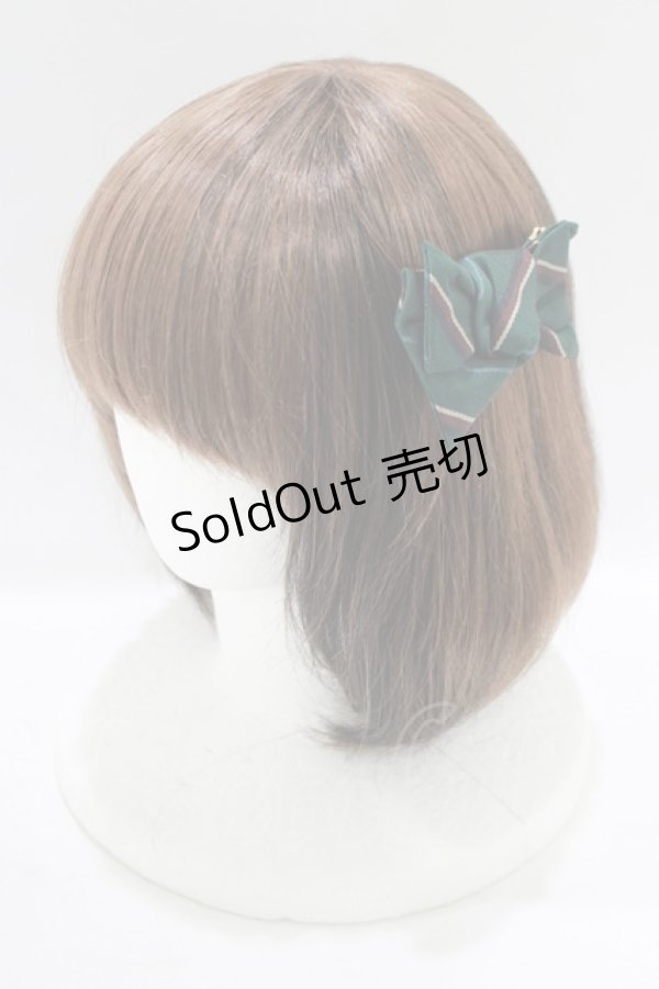画像1: Jane Marple / レジメンタルリボンヘアコサージュ  グリーン H-25-07-08-1072-JM-AC-KB-ZH (1)