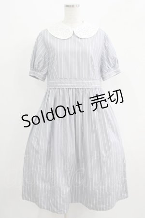 画像: Jane Marple / Marine Stripeカットワークカラーのワンピース  サックス H-25-07-08-1008-JM-OP-KB-ZH