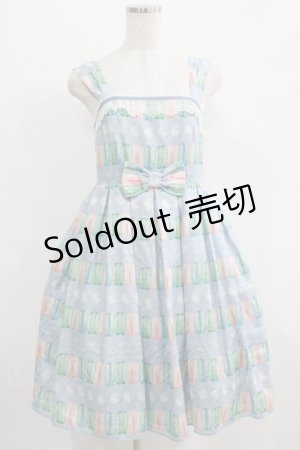 画像: Leur Getter / マカロン＆クリームプリントチュールレース付キャミワンピース  サックス H-25-07-08-1017-LU-OP-KB-ZH