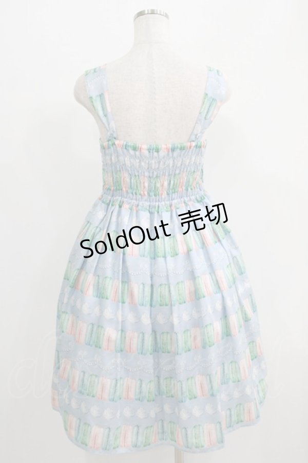 画像3: Leur Getter / マカロン＆クリームプリントチュールレース付キャミワンピース  サックス H-25-07-08-1017-LU-OP-KB-ZH (3)