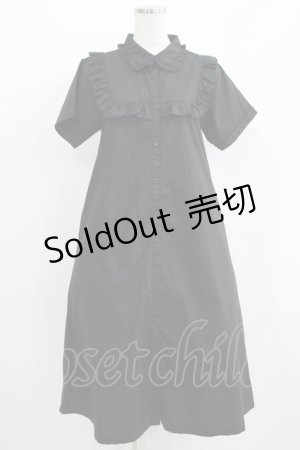 画像: merry jenny / フリルシャツテントワンピース  ブラック H-25-07-08-1020-LO-OP-KB-ZH