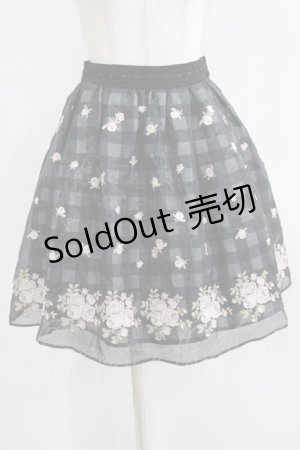 画像: mille fille closet by LODISPOTTO / ローズ刺繍オーガンジースカート S ブラック H-25-07-09-027-LO-SK-NS-ZH