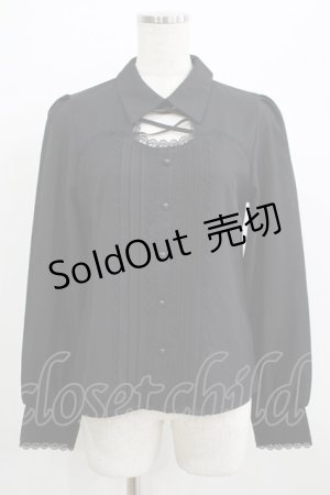 画像: DearMyLove / レースアップタックブラウス M ブラック H-25-07-09-055-EL-BL-NS-ZH