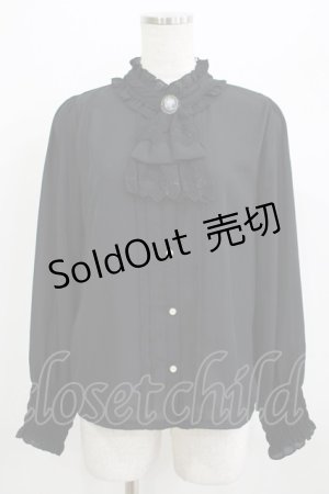 画像: axes femme / ブローチ付きヴィンテージブラウス M ブラック H-25-07-09-056-AX-BL-NS-ZH