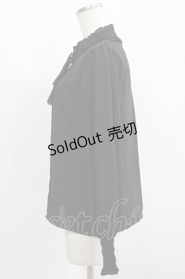 画像2: axes femme / ブローチ付きヴィンテージブラウス M ブラック H-25-07-09-056-AX-BL-NS-ZH (2)