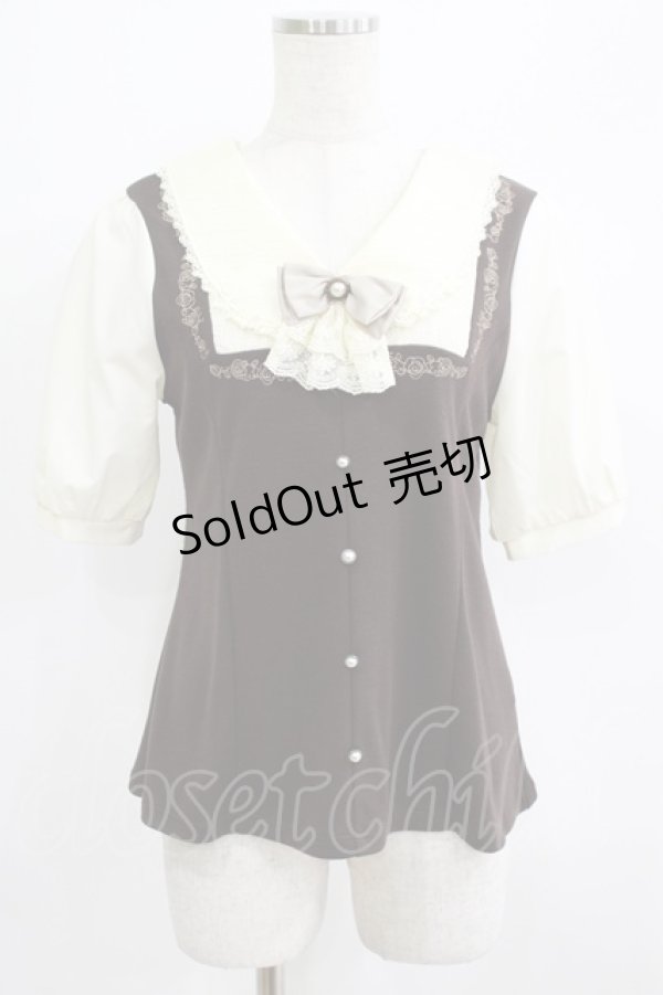 画像1: axes femme / ジャボ付きカットソー M ブラウン H-25-07-09-060-AX-TO-NS-ZH (1)