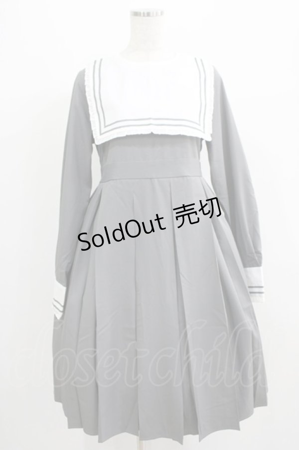 画像1: FLC / 皆方由衣コラボ/襟付きプリーツワンピース L グレー H-25-07-09-020-LO-OP-NS-ZH (1)