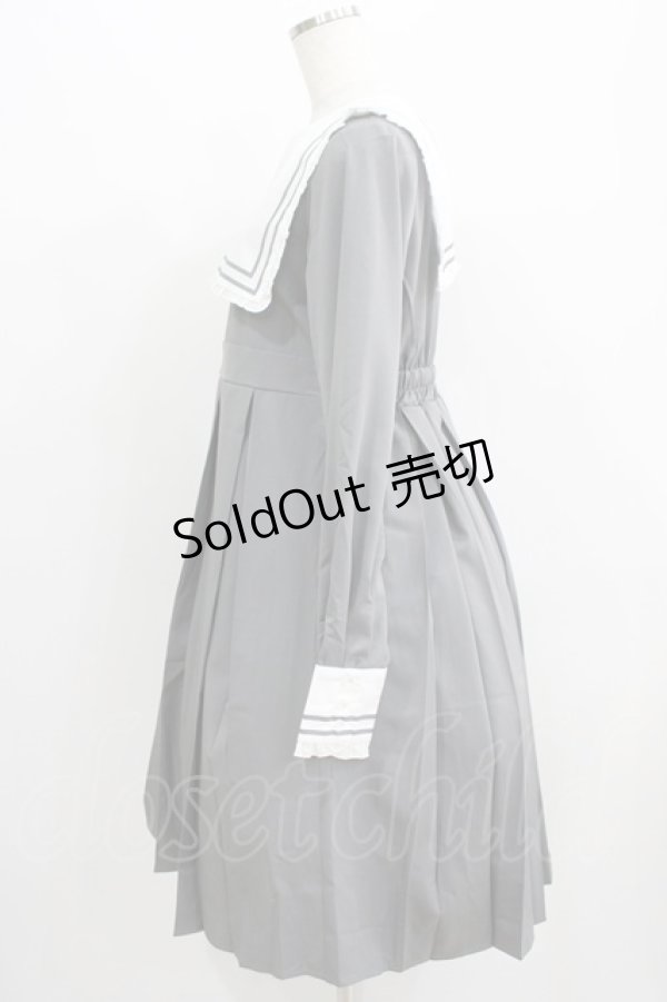 画像2: FLC / 皆方由衣コラボ/襟付きプリーツワンピース L グレー H-25-07-09-020-LO-OP-NS-ZH (2)