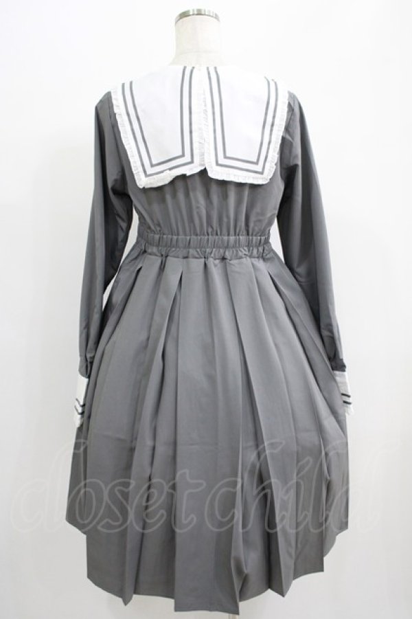 画像3: FLC / 皆方由衣コラボ/襟付きプリーツワンピース L グレー H-25-07-09-020-LO-OP-NS-ZH (3)