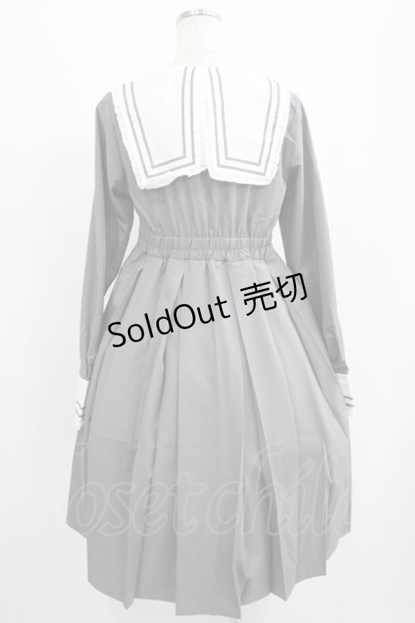 画像3: FLC / 皆方由衣コラボ/襟付きプリーツワンピース L グレー H-25-07-09-020-LO-OP-NS-ZH (3)