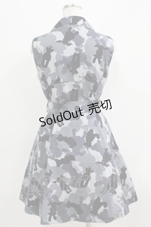 画像3: metamorphose / ぱんくま迷彩ライダースジャケット風ジャンパースカート Free グレー H-25-07-09-025-ME-OP-NS-ZH (3)