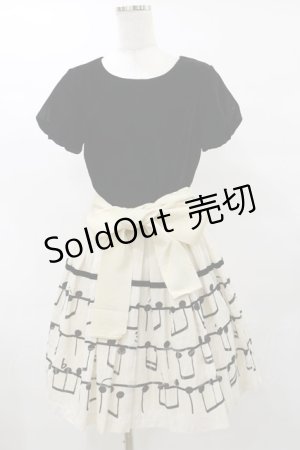 画像: Jane Marple / ベルベットとMusical noteのワンピース M ブラック×アイボリー H-25-07-10-064-JM-OP-KB-ZH