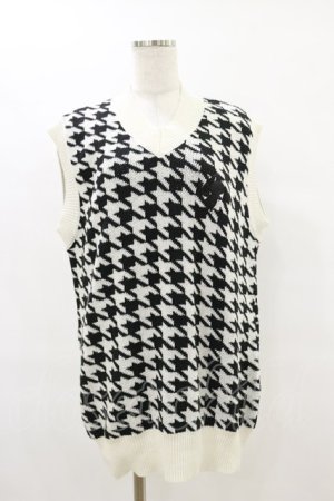 画像: NieR Clothing / ニットベスト  千鳥柄（白×黒） H-25-07-10-003-PU-TO-KB-ZH