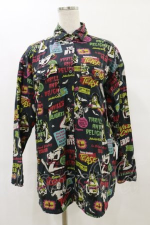 画像: HYSTERIC GLAMOUR / 総柄シャツ free 黒 H-25-07-10-019-PU-BL-KB-ZH