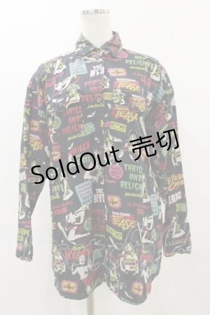 画像: HYSTERIC GLAMOUR / 総柄シャツ free 黒 H-25-07-10-019-PU-BL-KB-ZH