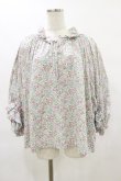 画像1: Jane Marple Dans Le Salon / Lawn Liberty Bubble Sleeve Blouse  オフ×ピンク×ブルー H-25-07-10-021-JM-BL-KB-ZH (1)