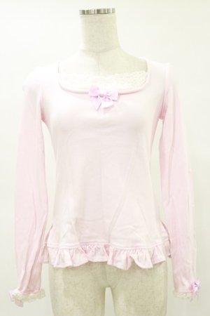 画像: Angelic Pretty / バックリボンロゴプリントカットソー Free ピンク H-25-07-11-045-AP-TO-NS-ZH